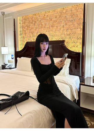 black mesh dress