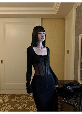 black mesh dress