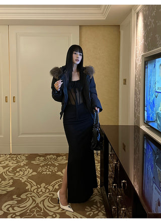 black mesh dress