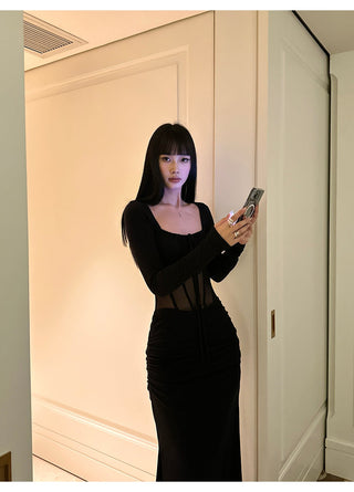 black mesh dress
