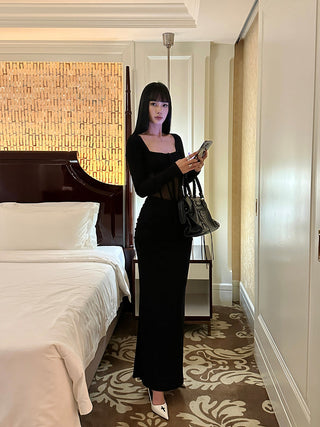 black mesh dress