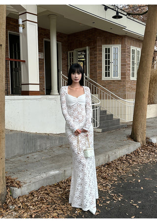 white lace dress