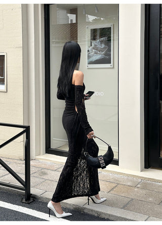 black lace dress