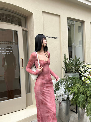 pink mesh dress