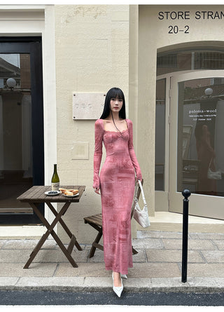 pink mesh dress