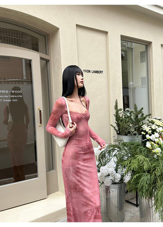 pink mesh dress