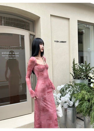pink mesh dress