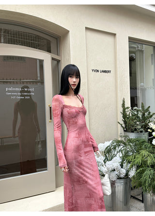 pink mesh dress