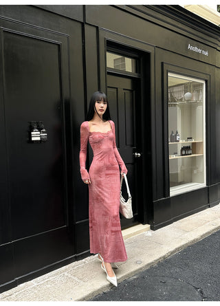 pink mesh dress