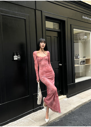 pink mesh dress
