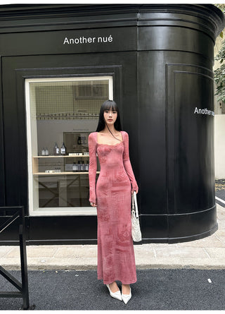 pink mesh dress