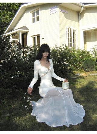 white knit dress