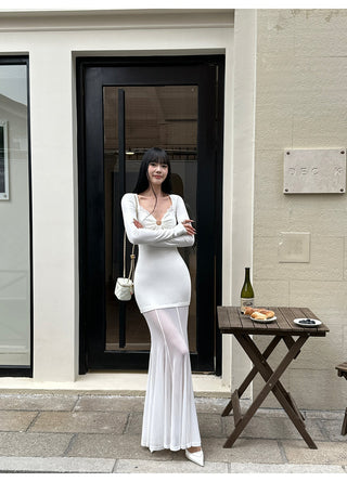 white knit dress