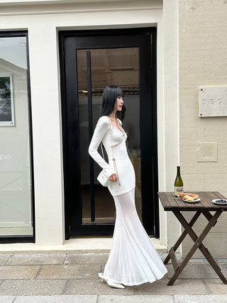 white knit dress