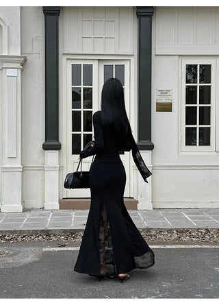 black lace skirt