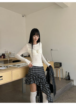 plaid ruffle skirt