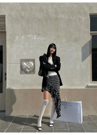 plaid ruffle skirt