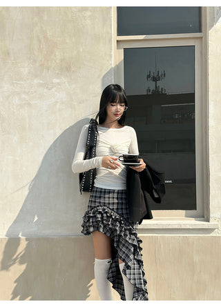 plaid ruffle skirt