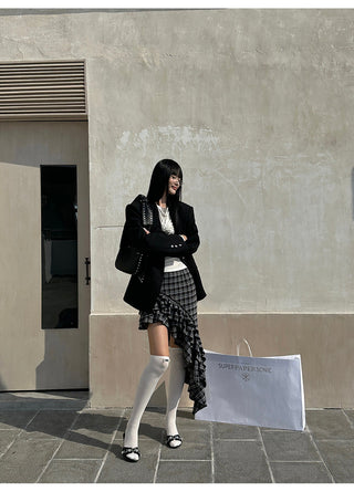 plaid ruffle skirt