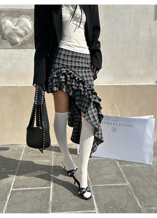 plaid ruffle skirt