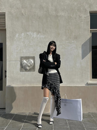 plaid ruffle skirt