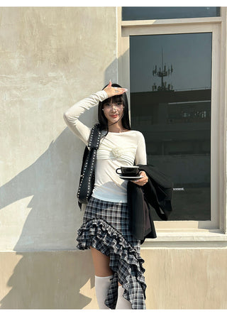 plaid ruffle skirt