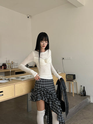 plaid ruffle skirt