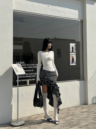 plaid ruffle skirt