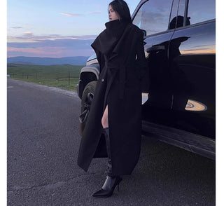 black scarf coat