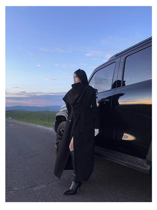 black scarf coat