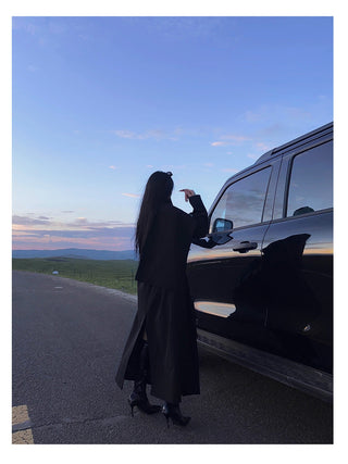 black scarf coat