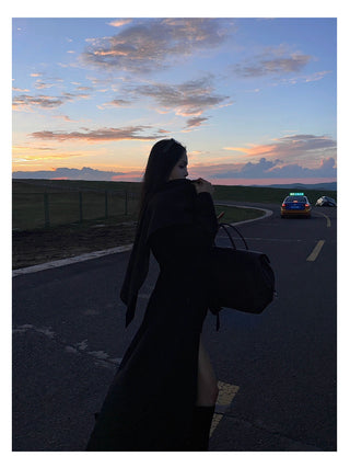 black scarf coat