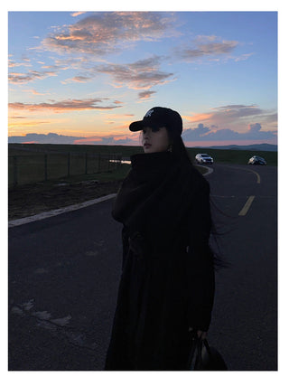 black scarf coat