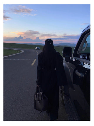 black scarf coat