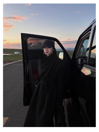 black scarf coat