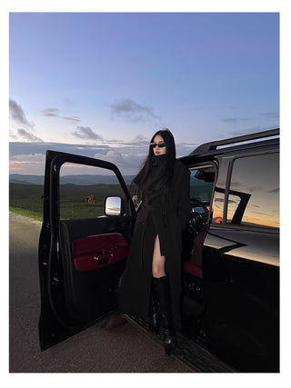 black scarf coat