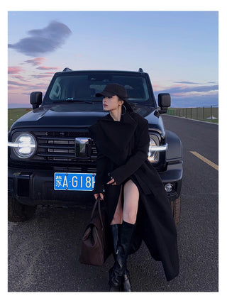 black scarf coat
