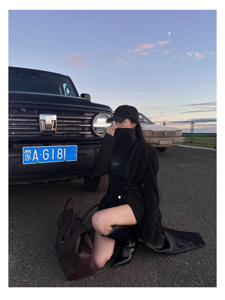 black scarf coat