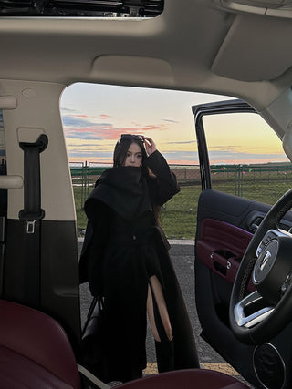 black scarf coat