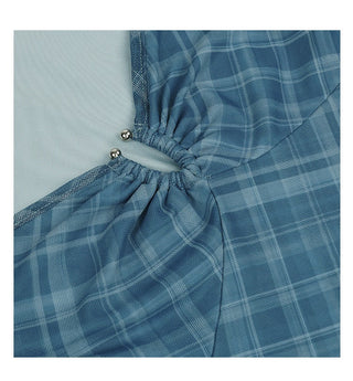 blue plaid dress