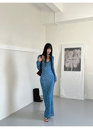 blue plaid dress