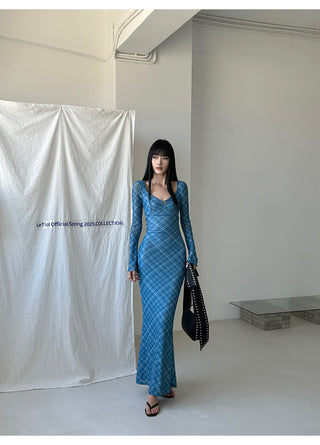 blue plaid dress