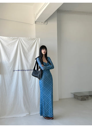 blue plaid dress
