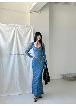 blue plaid dress