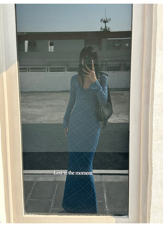 blue plaid dress