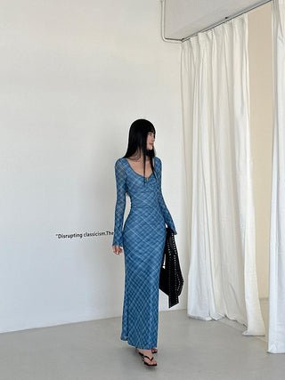 blue plaid dress