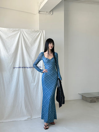 blue plaid dress