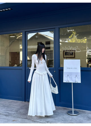 white pleated dress