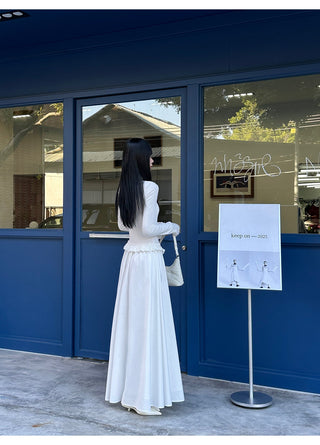 white pleated dress