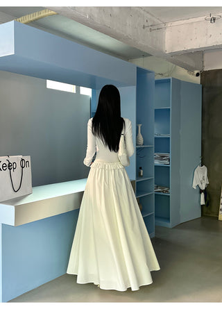 white pleated dress